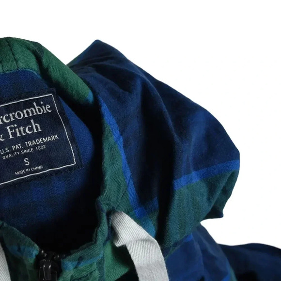Abercrombie Mens Cotton Windbreaker Shacket Jacket Sz S Plaid Preppy Coastal - Picture 9 of 11